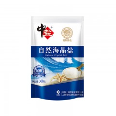 中盐 盐 自然海晶盐 食用海盐未添加抗结剂 烹饪烘焙海盐 食用盐巴 调味品调料 300g