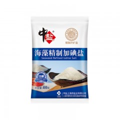 中盐 食用盐 海藻精制加碘盐 烹调炒菜盐 加碘盐 调味品调料 400g/（袋）