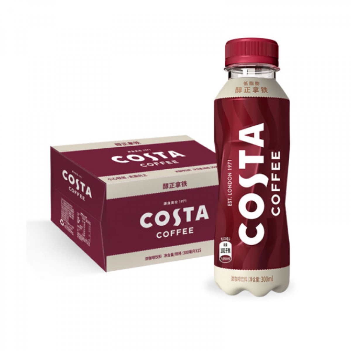 COSTA COFFEE 醇正拿铁 浓咖啡饮料 可口可乐出品 300mlx15瓶 整箱装  新老包装随机发货