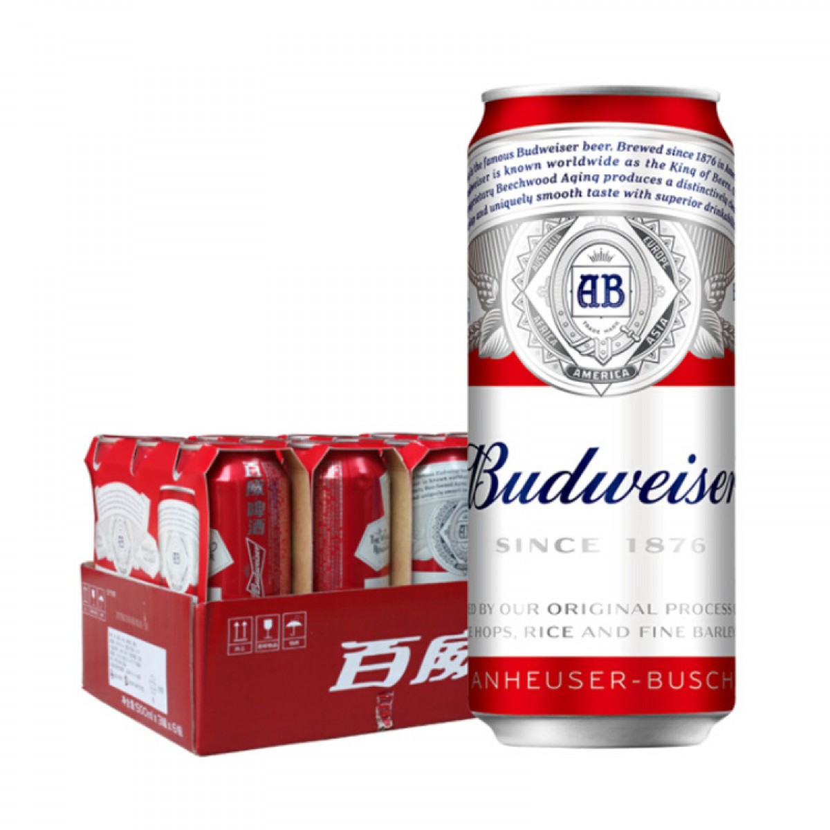 百威（Budweiser）啤酒 500mlX18听 整箱装