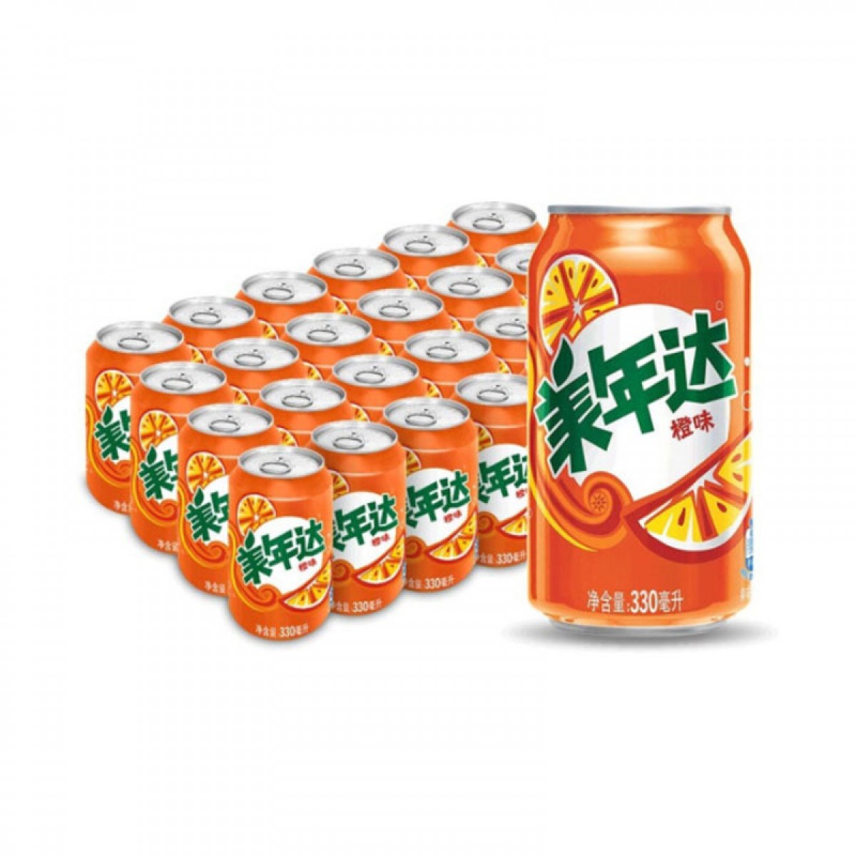 美年达可乐 Mirinda 橙味汽水 碳酸饮料 百事出品 330mlX24听 整箱装  (新老包装随机发货)