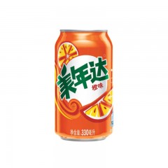 美年达可乐 Mirinda 橙味汽水 碳酸饮料 百事出品 330mlX24听 整箱装  (新老包装随机发货)