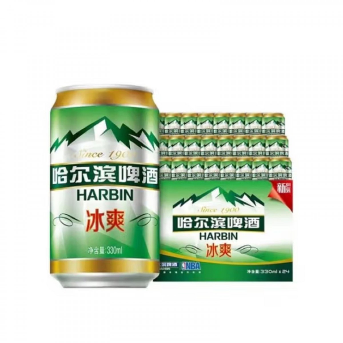 哈尔滨 冰爽啤酒 330mlX24罐 整箱装